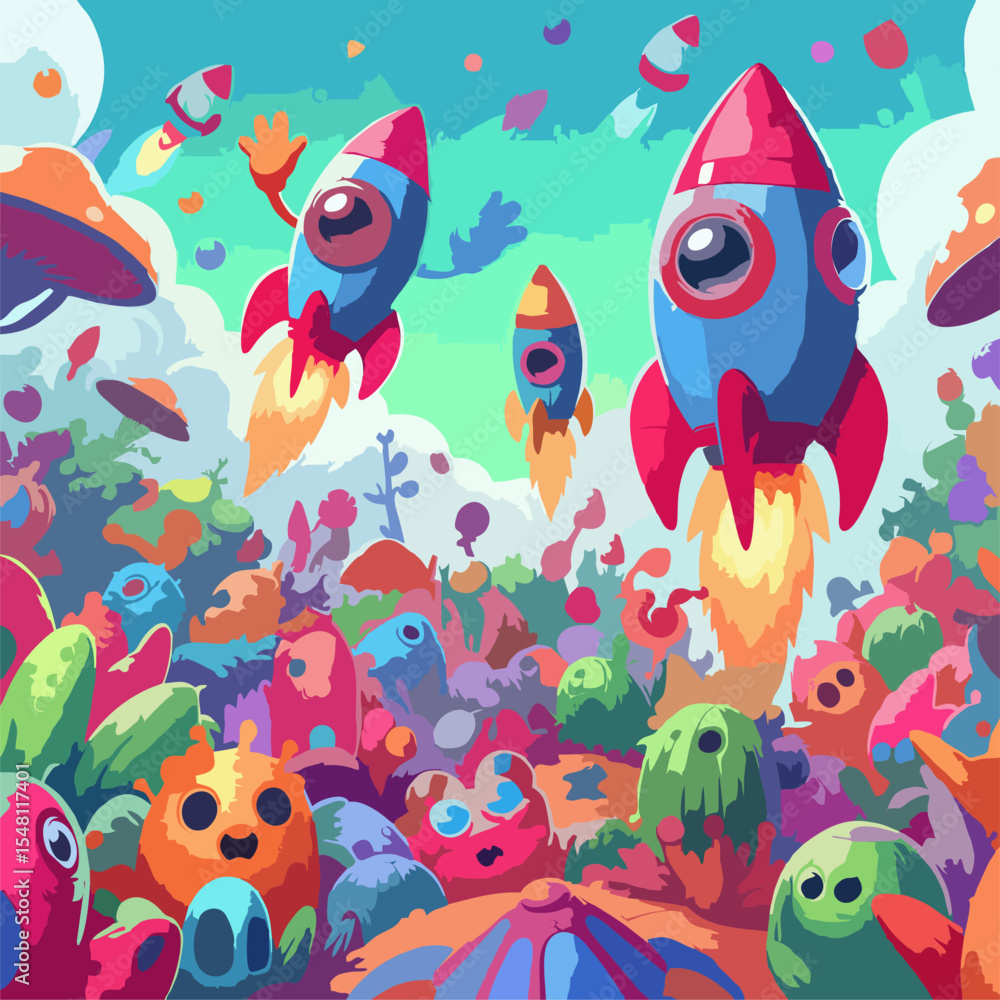 Obraz premium Space Mission Rocket Conflict