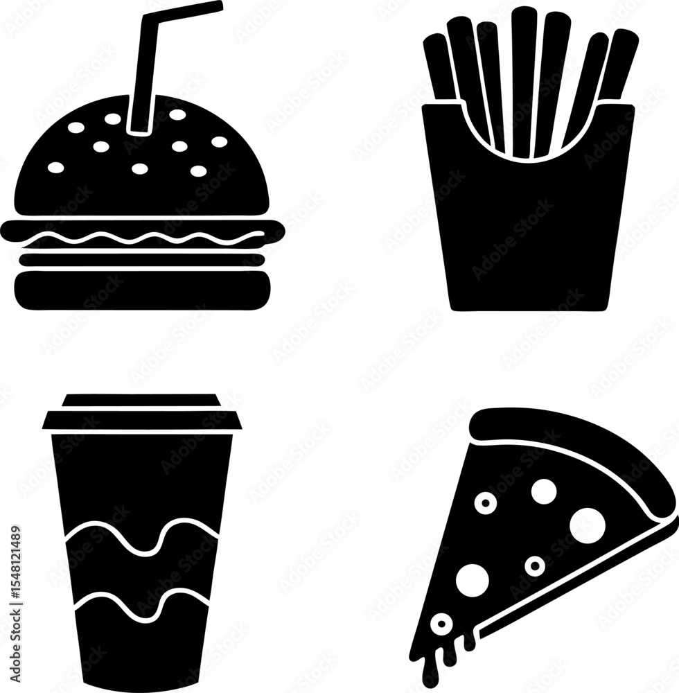 fast food icon set isolated vector silhouettes.eps fast food icon set isolated vector silhouettes.eps
