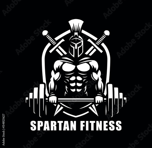  Spartan Fitness Logo Design with Weightlifting and Swords