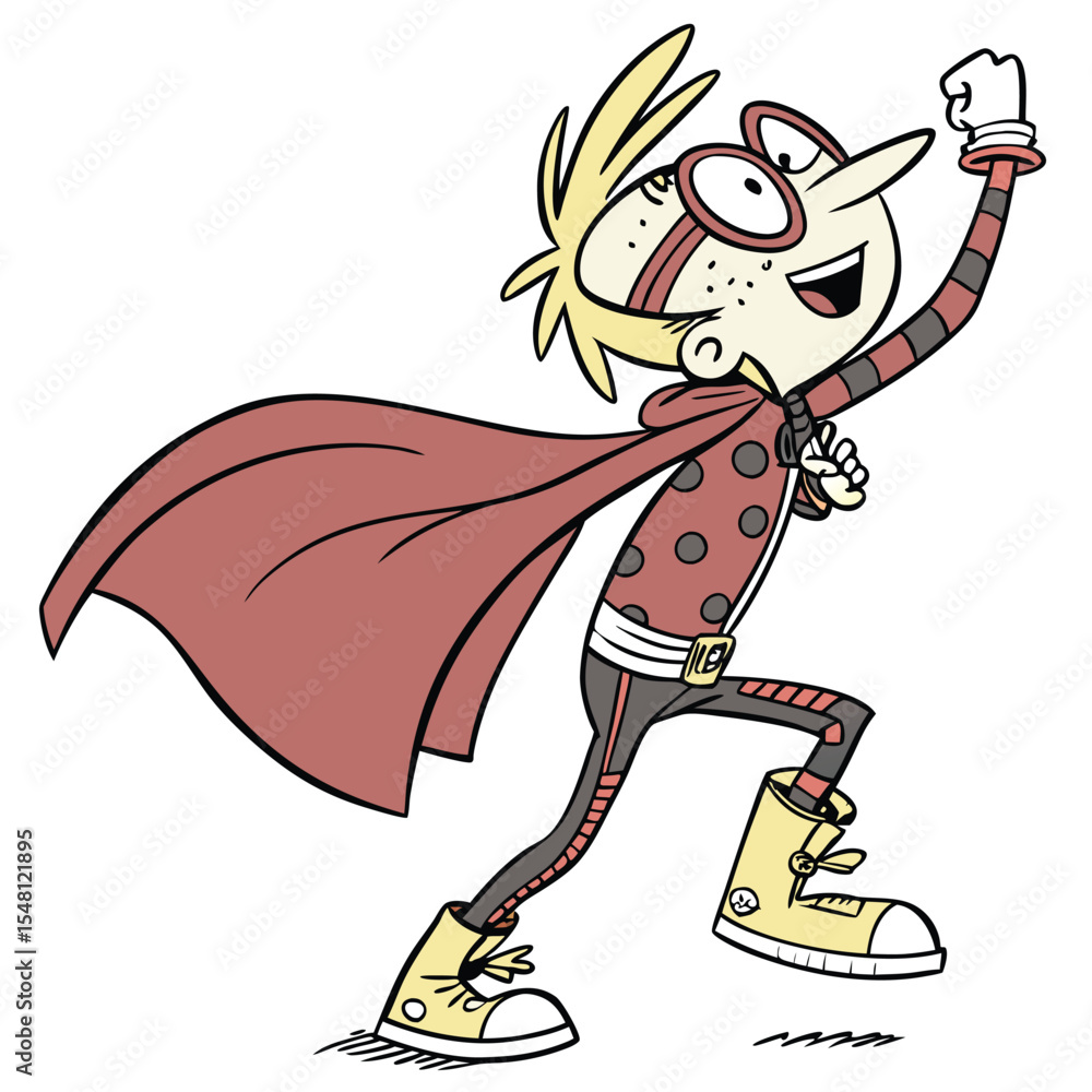 Fototapeta premium Cartoon superhero in action pose