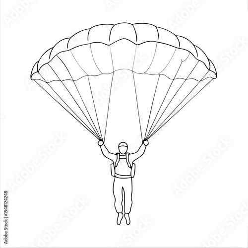 Parachutist descending with parachute 