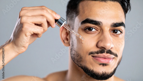 men using skincare serum