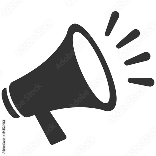 Megaphone icon, loudspeaker symbol, announcement and advertising vector illustration, business promotion sign, megaphone logo design with sound on transparent background