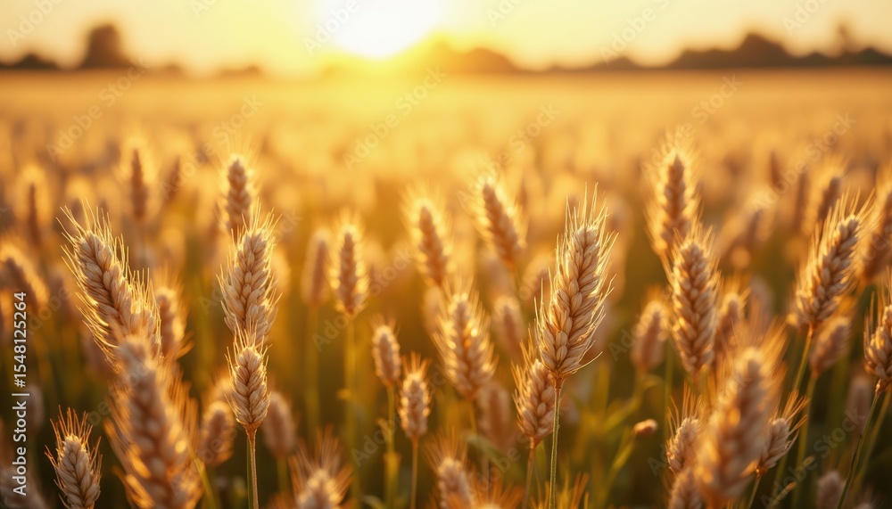 Fototapeta premium Harvesting dreams wheat field at sunset nature scene golden hour peaceful landscape tranquil view