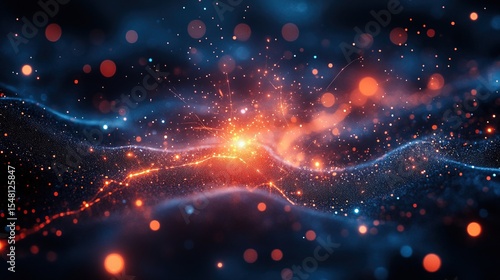 Futuristic Neon Data Waves in Deep Space