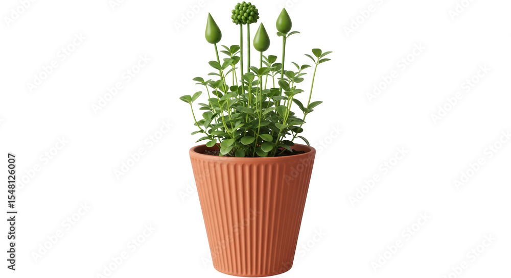 Fototapeta premium Isolated Green Plant in Terracotta Pot