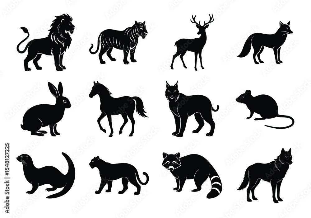 Fototapeta premium A set of various animal silhouettes