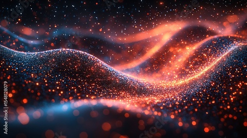 Futuristic Neon Data Waves in Deep Space