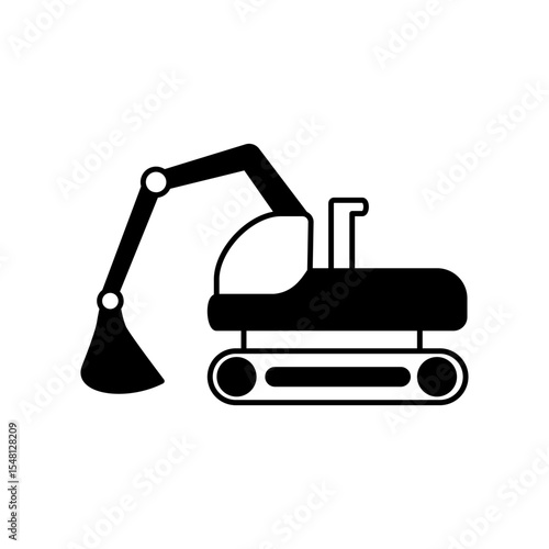excavator icon, simple flat style, illustration, logo sign symbol pictogram template, for ui or ux isolated on white for mobile app, editable