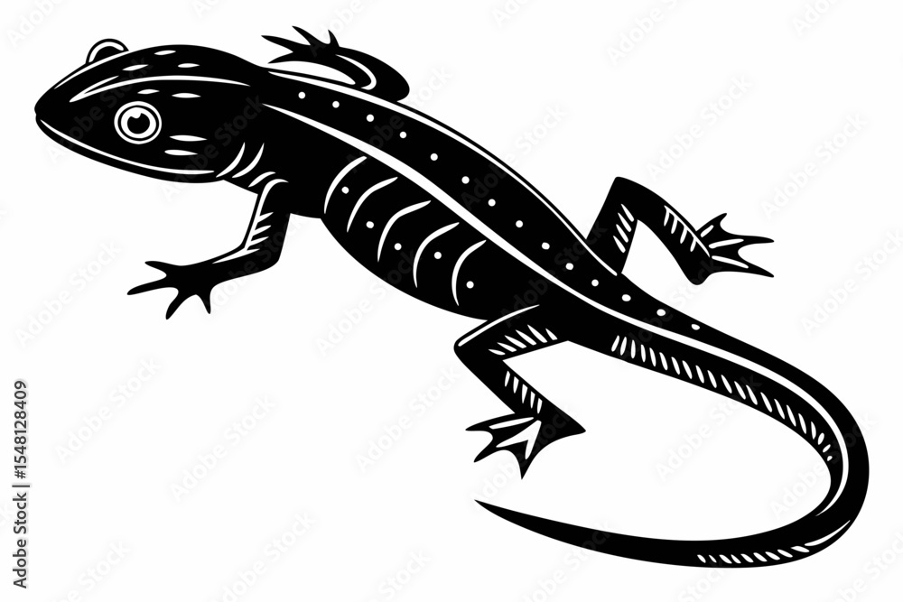 Naklejka premium newt sihouette black vector 