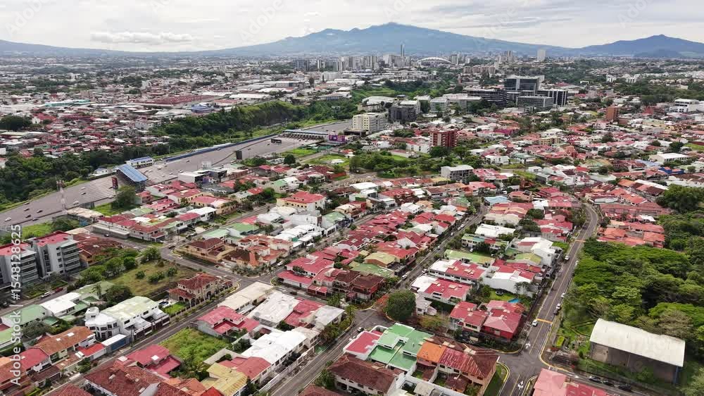Aerial video of San Jose Capital city of Costa Rica during day light Aerial video of San Jose Capital city of Costa Rica during day light
