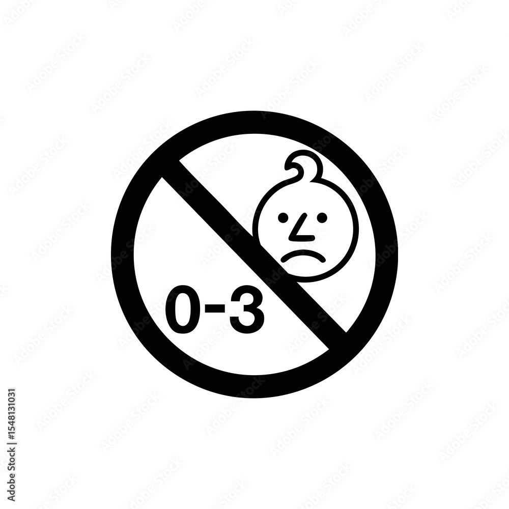 Naklejka premium NOT CHILDREN UNDER 3 YEARS AGE VECTOR SYMBOL ICON