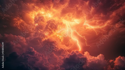 danger lightning in the clouds, stormy cloud in the dark