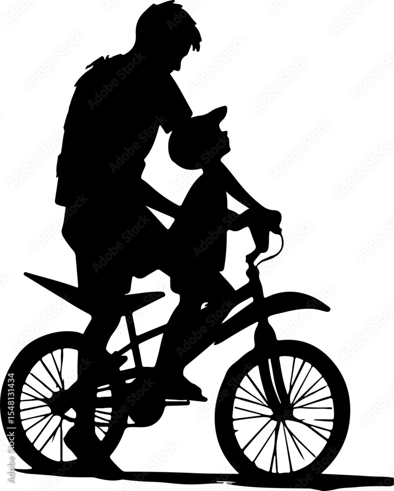 Naklejka premium silhouette of a man with bicycle 
