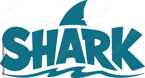 Shark Logo Teal Fin and Text Design for Branding