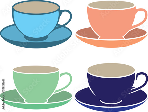 Teacup Colorful Vector Illustration Design Collection