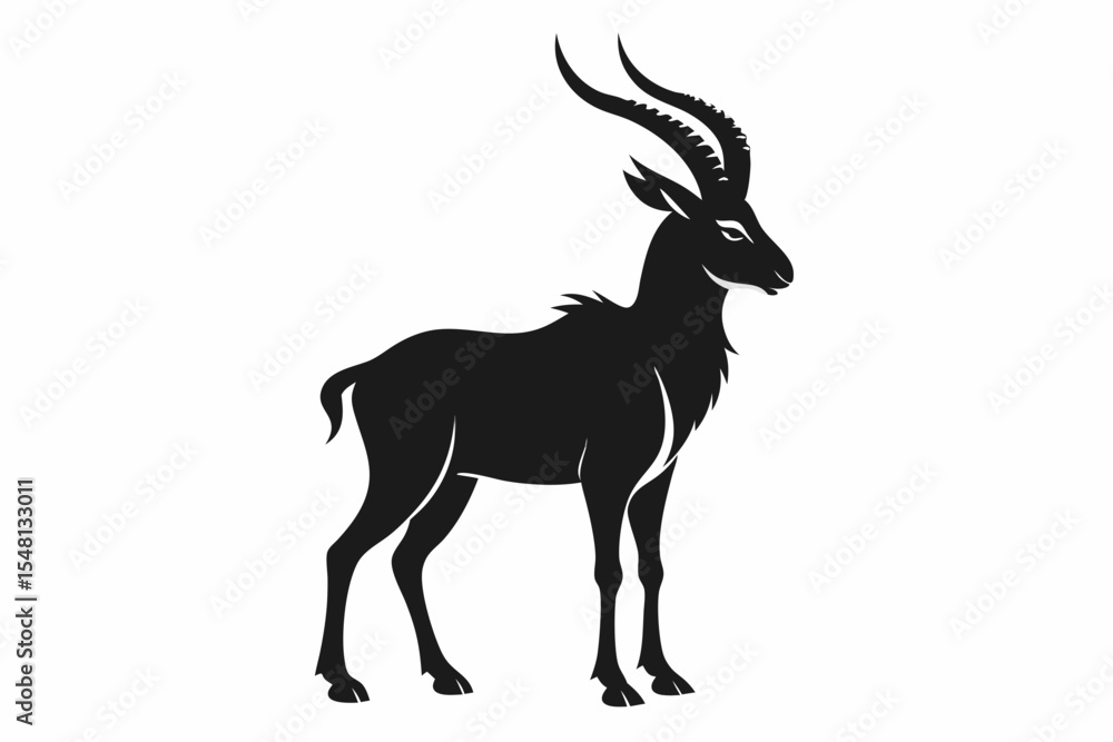 Obraz premium markhor sihouette black vector 