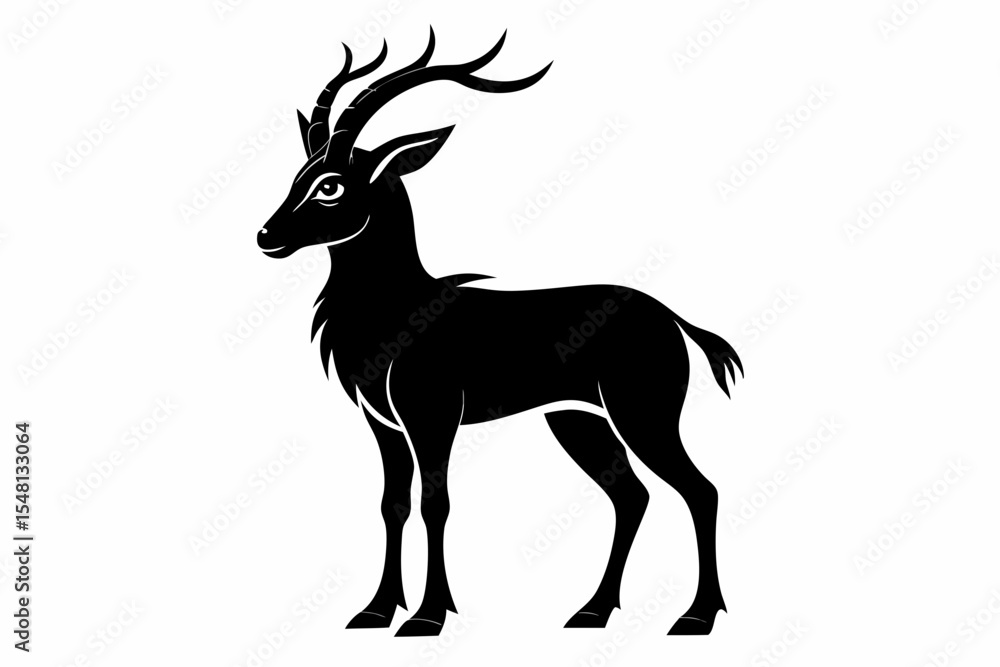 Obraz premium markhor sihouette black vector 