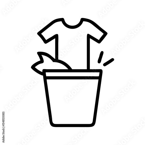 Trash bin with a discarded shirt and waste materials concept of trash  