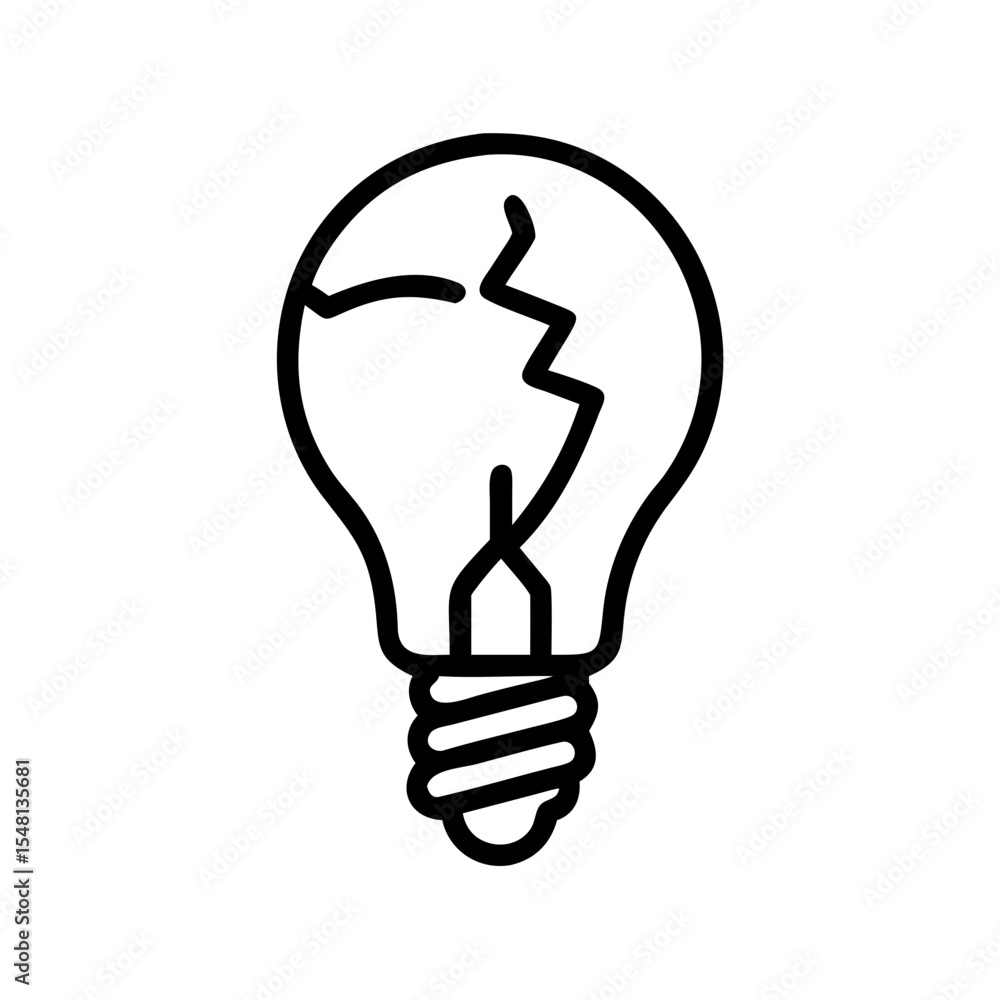 Cracked light bulb illustrating the concept of waste Cracked light bulb illustrating the concept of waste