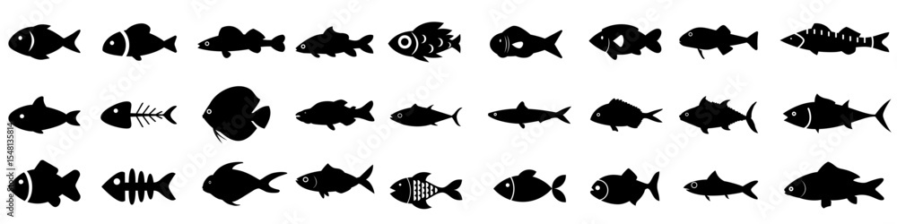 Fototapeta premium Fish icon vector. Sea food illustration sign collection. Ocean symbol. Marine life web icons. 