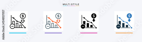Economic Recession multiple icon style vector illustration