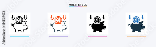 Save Money multiple icon style vector illustration