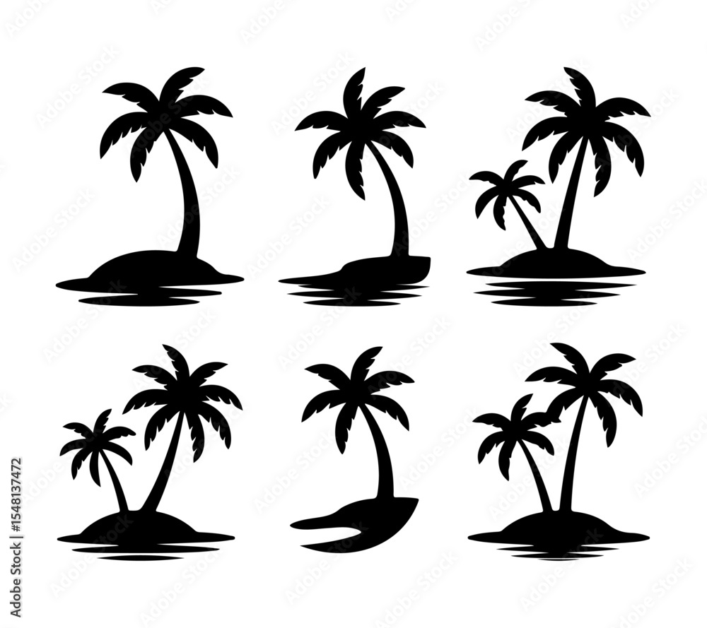 Fototapeta premium Palm tree logos and icon vector graphic for coconut tree silhouette