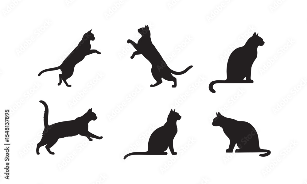 Fototapeta premium Set of cats silhouettes vector on white background