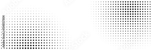 Set of halftone dots gradient pattern texture isolated on white background. Straight dotted spots using halftone circle dot raster texture. Vector blot half tone collection.