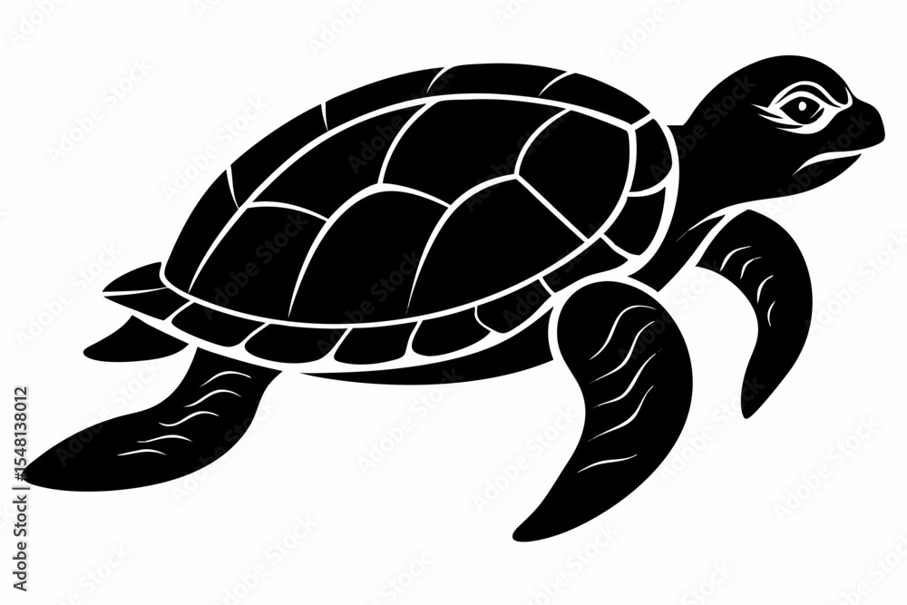 Fototapeta premium loggerhead turtle sihouette black vector 