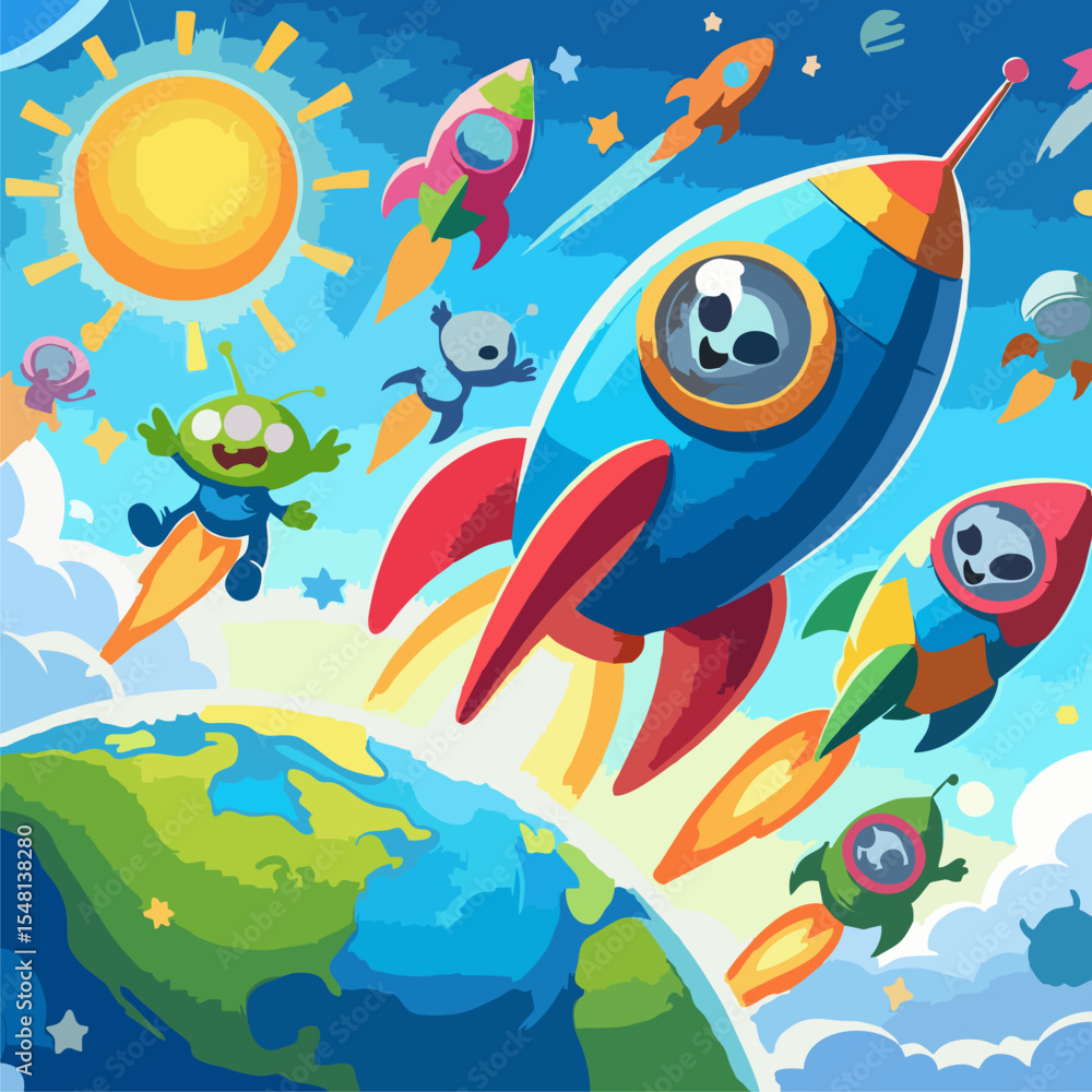 Obraz premium Rocket Missile Barrage Illustration