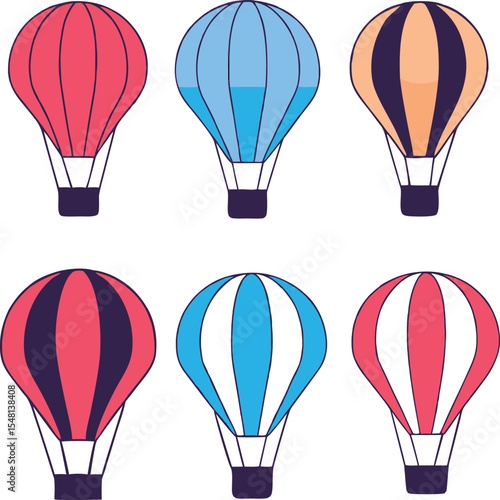 Smooth Rounded Hot Air Balloons – Six Balloon Design Pack. 