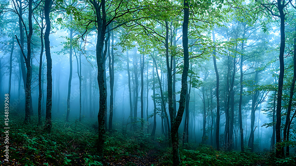 Obraz premium Misty Dark Forest