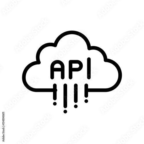 cloud computing API icon isolated on transparent background