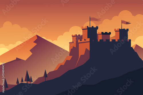 castle in the sunset