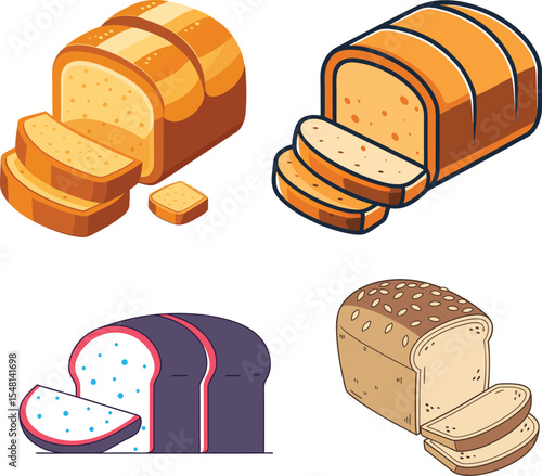 Whole Wheat Bread Loaf – 3D Vector Style Illustration. 