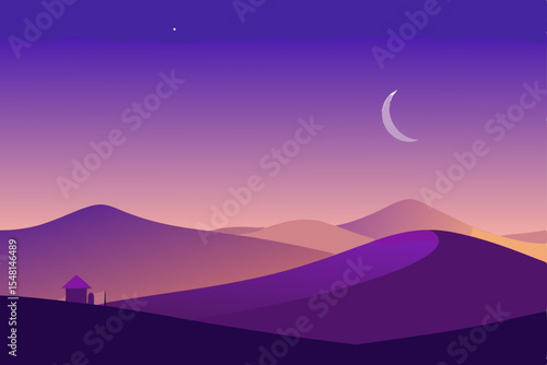 mountain landscape with moon