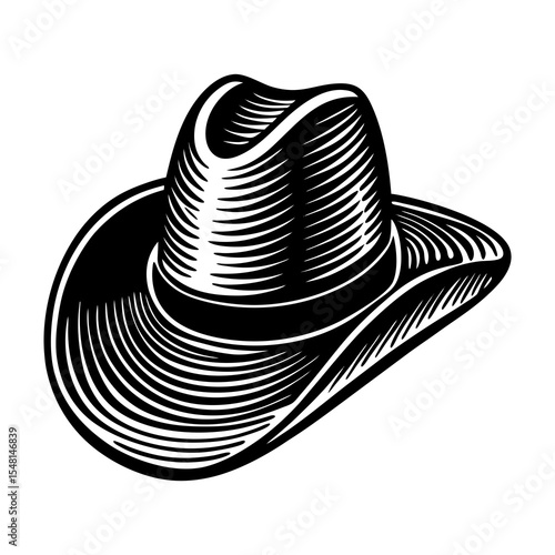 Vintage cowboy hat illustration, western fashion accessory, country style headwear, retro design element