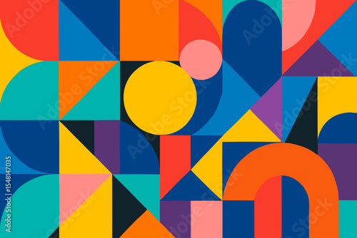 Vibrant Geometric Abstract Art Colorful Shapes and Patterns