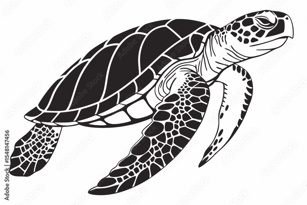 Obraz premium hawksbill turtle sihouette black vector 