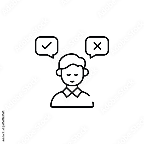 Decision making icon design with white background stock illustration