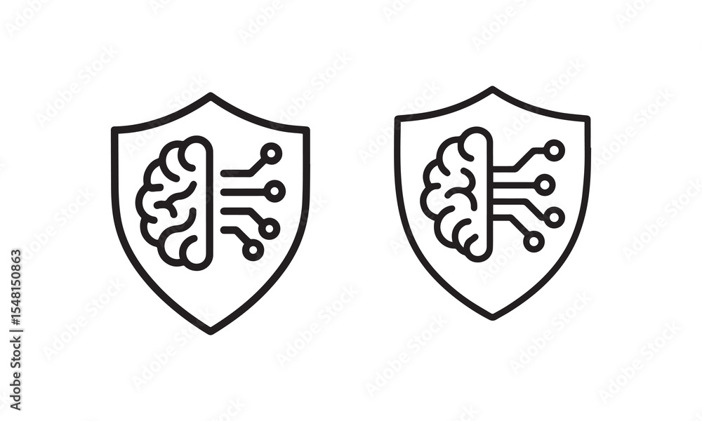 AI Brain Shield Icon for Cybersecurity AI Brain Shield Icon for Cybersecurity