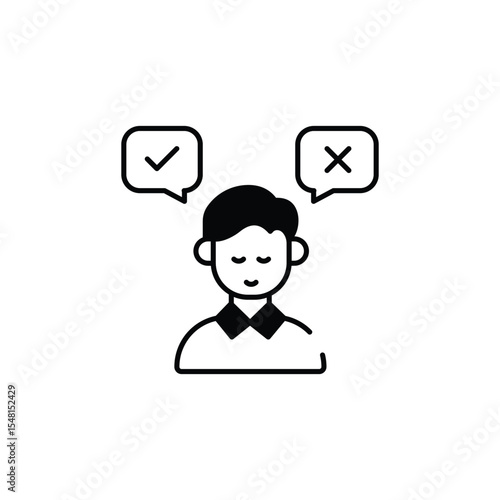 Decision making icon design with white background stock illustration