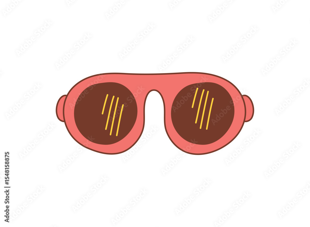 Fototapeta premium Red Summer Sunglasses Hand-Drawn Isolated Icons