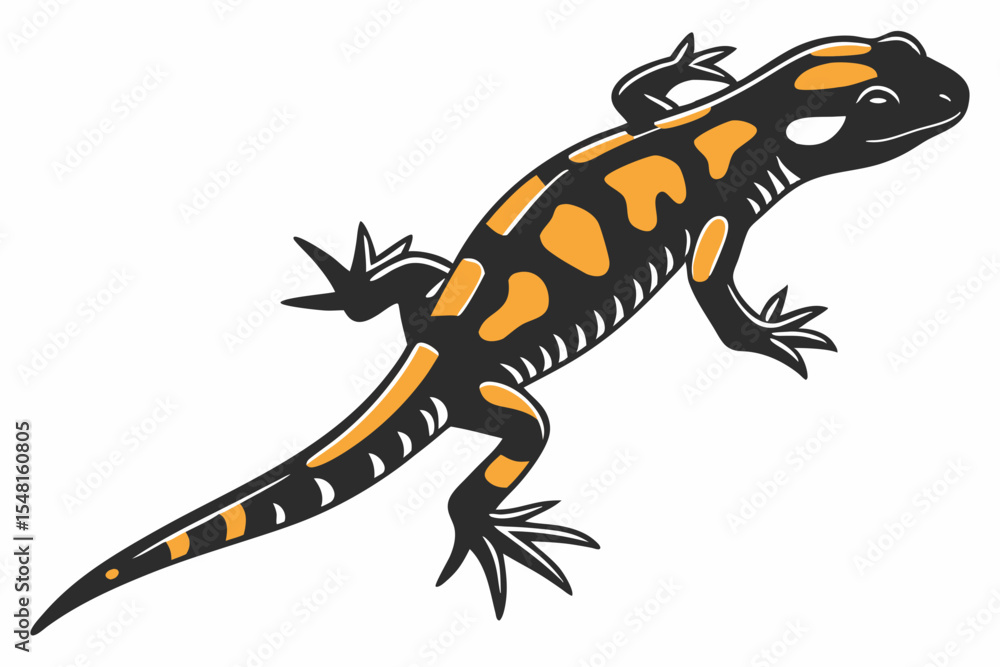 Obraz premium fire salamander sihouette black vector 