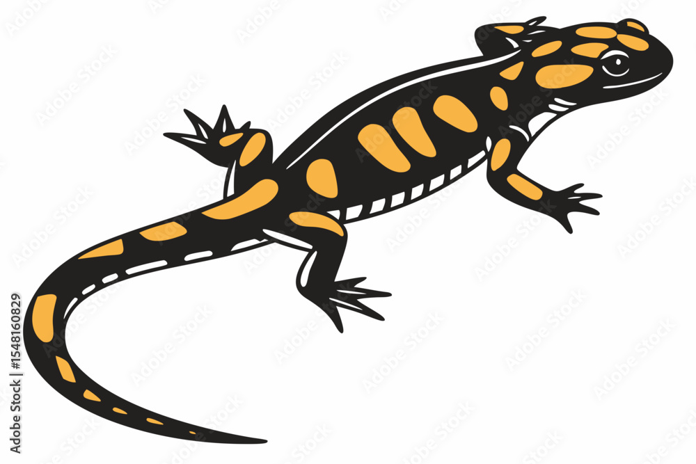 Fototapeta premium fire salamander sihouette black vector 