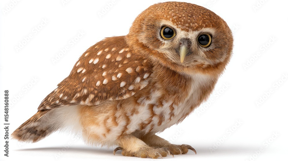 Naklejka premium Adorable baby owl, side view