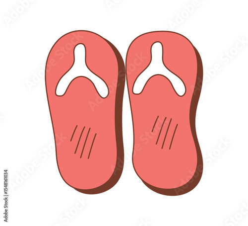 Summer Red Sandals Hand-Drawn Isolated Icons