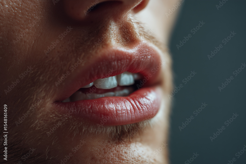 Fototapeta premium Hyper-realistic close-up of clenched teeth showing tension and stress in vivid detail